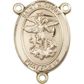 14kt Gold Saint Michael the Archangel Rosary Center Rosary Center Engraved Catholic Saint Jewelry