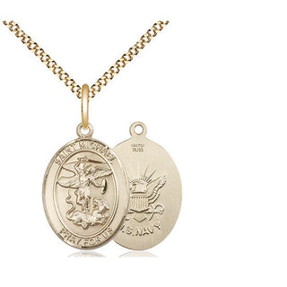 14kt Gold Filled Saint Michael Navy Medal Religious Jewelry