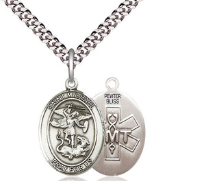 Pewter Saint Michael EMT Medal Religious Jewelry