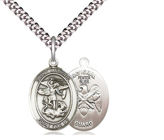 Pewter Saint Michael National Guard Medal Religious Jewelry