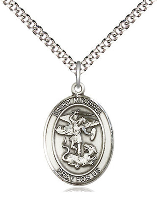 Pewter Saint Michael the Archangel Medal Religious Jewelry Engraved Catholic Saint Jewelry