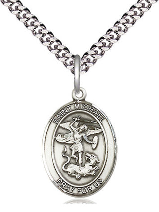 Pewter Saint Michael the Archangel Medal Religious Jewelry Engraved Catholic Saint Jewelry