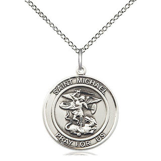 Sterling Silver Saint Michael the Archangel Medal Religious Jewelry Engraved Catholic Saint Jewelry