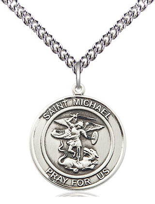 Sterling Silver Saint Michael the Archangel Medal Religious Jewelry Engraved Catholic Saint Jewelry