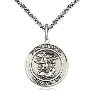 Sterling Silver Saint Michael the Archangel Medal Religious Jewelry Engraved Catholic Saint Jewelry
