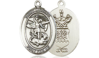 Sterling Silver Saint Michael Air Force Medal Religious Jewelry