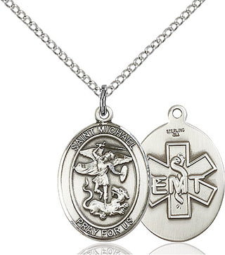 Sterling Silver Saint Michael EMT Medal Religious Jewelry