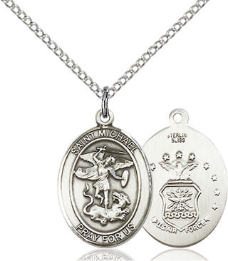 Sterling Silver Saint Michael Air Force Medal Religious Jewelry