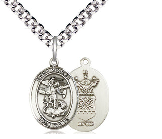 Sterling Silver Saint Michael Air Force Medal Religious Jewelry