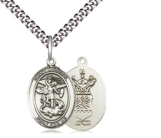 Sterling Silver Saint Michael Air Force Medal Religious Jewelry