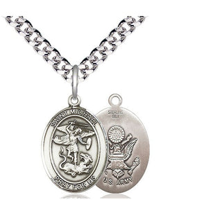 Sterling Silver Saint Michael Army Medal Religious Jewelry