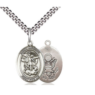 Sterling Silver Saint Michael Army Medal Religious Jewelry