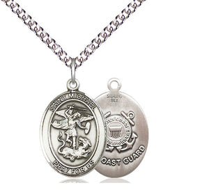 Sterling Silver Saint Michael Coast Guard Medal Religious Jewelry
