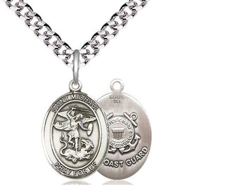 Sterling Silver Saint Michael Coast Guard Medal Religious Jewelry