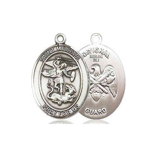 Sterling Silver Saint Michael National Guard Medal Religious Jewelry