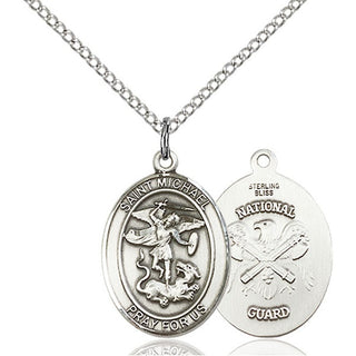 Sterling Silver Saint Michael National Guard Medal Religious Jewelry