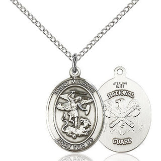 Sterling Silver Saint Michael National Guard Medal Religious Jewelry