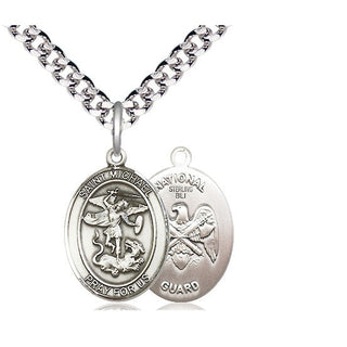 Sterling Silver Saint Michael National Guard Medal Religious Jewelry
