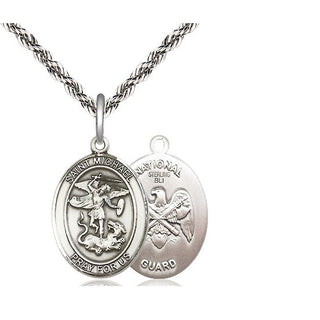 Sterling Silver Saint Michael National Guard Medal Religious Jewelry