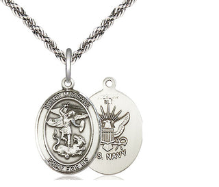 Sterling Silver Saint Michael Navy Medal Religious Jewelry