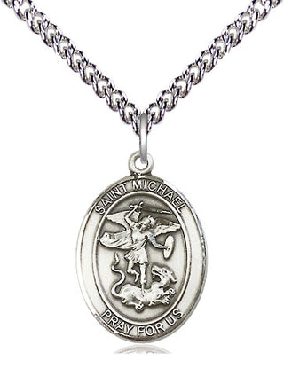 Sterling Silver Saint Michael the Archangel Medal Religious Jewelry Engraved Catholic Saint Jewelry
