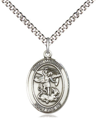 Sterling Silver Saint Michael the Archangel Medal Religious Jewelry Engraved Catholic Saint Jewelry