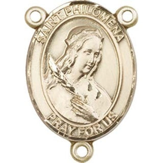 14kt Gold Saint Philomena Rosary Center Rosary Center Engraved Catholic Saint Jewelry