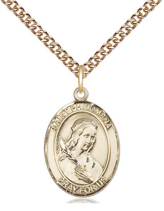 14kt Gold Filled Saint Philomena Medal Religious Jewelry Engraved Catholic Saint Jewelry