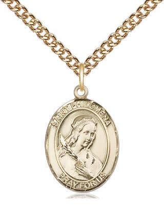 14kt Gold Filled Saint Philomena Medal Religious Jewelry Engraved Catholic Saint Jewelry