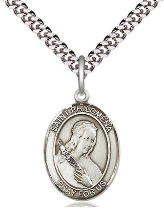 Pewter Saint Philomena Medal Religious Jewelry Engraved Catholic Saint Jewelry