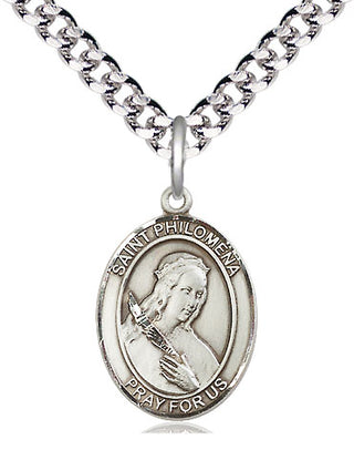 Pewter Saint Philomena Medal Religious Jewelry Engraved Catholic Saint Jewelry