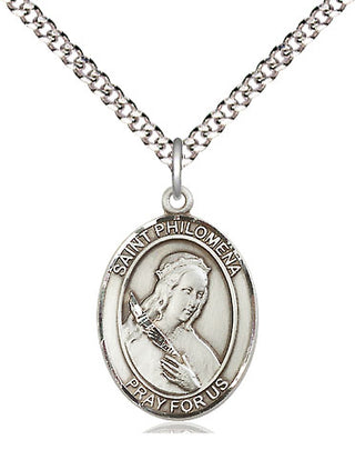 Pewter Saint Philomena Medal Religious Jewelry Engraved Catholic Saint Jewelry