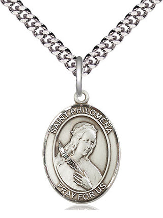 Pewter Saint Philomena Medal Religious Jewelry Engraved Catholic Saint Jewelry