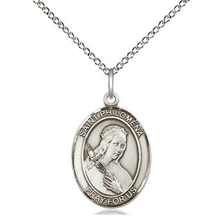 Sterling Silver Saint Philomena Medal Religious Jewelry Engraved Catholic Saint Jewelry