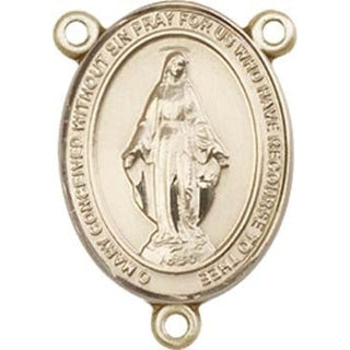 14kt Gold Miraculous Rosary Center Rosary Center Engraved Catholic Saint Jewelry