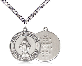 Sterling Silver Virgen Milagrosa Medal Religious Jewelry