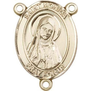 14kt Gold Saint Monica Rosary Center Rosary Center Engraved Catholic Saint Jewelry