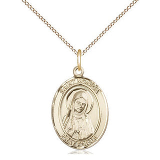 14kt Gold Filled Saint Monica Medal Religious Jewelry Engraved Catholic Saint Jewelry
