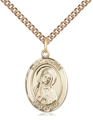 14kt Gold Filled Saint Monica Medal Religious Jewelry Engraved Catholic Saint Jewelry