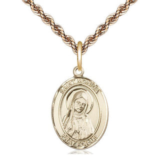 14kt Gold Filled Saint Monica Medal Religious Jewelry Engraved Catholic Saint Jewelry