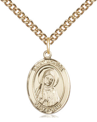 14kt Gold Saint Monica Medal Engraved Catholic Saint Jewelry