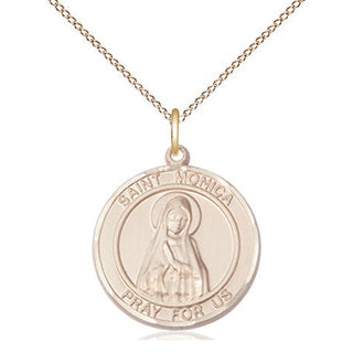 14kt Gold Filled Saint Monica Medal Religious Jewelry Engraved Catholic Saint Jewelry