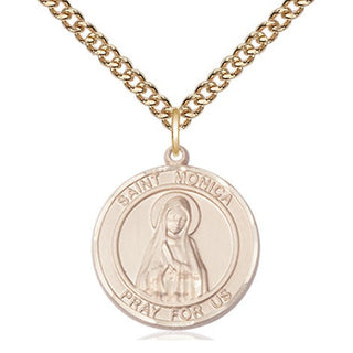 14kt Gold Filled Saint Monica Medal Religious Jewelry Engraved Catholic Saint Jewelry