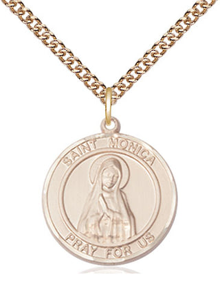 14kt Gold Saint Monica Medal Engraved Catholic Saint Jewelry