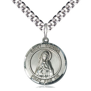 Pewter Saint Monica Medal Religious Jewelry Engraved Catholic Saint Jewelry