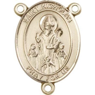 14kt Gold Saint Nicholas Rosary Center Rosary Center Engraved Catholic Saint Jewelry