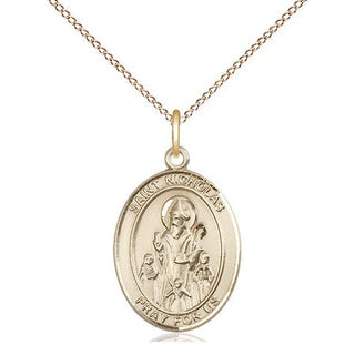 14kt Gold Filled Saint Nicholas Medal Religious Jewelry Engraved Catholic Saint Jewelry
