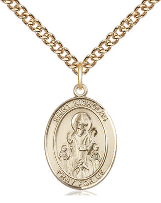14kt Gold Filled Saint Nicholas Medal Religious Jewelry Engraved Catholic Saint Jewelry