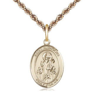 14kt Gold Filled Saint Nicholas Medal Religious Jewelry Engraved Catholic Saint Jewelry