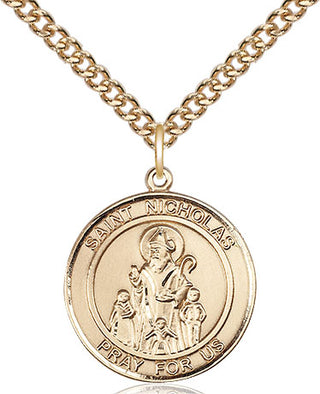 14kt Gold Filled Saint Nicholas Medal Religious Jewelry Engraved Catholic Saint Jewelry